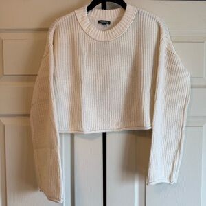 Cropped Ribbed Knit Sweater